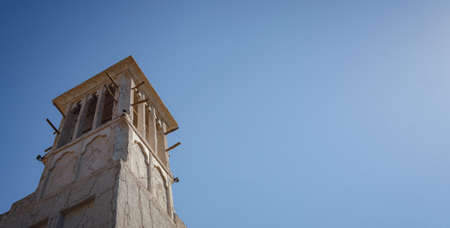 Travel destinations and heritage village of old Dubai. Arab Street in the old part of Dubai, UAE. Al Seef Clay Houses. Deira, BurDubaiの写真素材