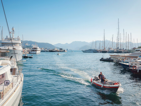 MARMARIS, TURKEY - october 23, 2022: Marmaris marina landscape beautiful citycape touristic destination view of Mugla city, Turkey.のeditorial素材