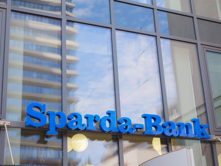 Munich, Germany - August 5, 2022 : facade of Sparda Banks. Sparda Banks in Germany are eleven cooperative banks united in Verband der Sparda-Banken e. V. Traditionally specialized in retail banking.のeditorial素材