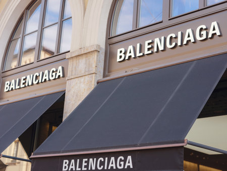 Munich, Germany - August 5, 2022: front of Balenciaga store. Balenciaga is European luxury fashion house founded by Cristobal Balenciaga,のeditorial素材