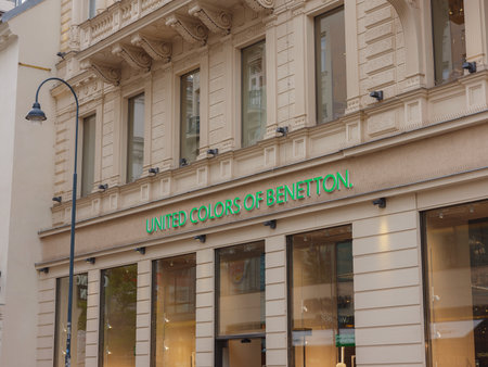 Vienna, Austria - August 8, 2022: United Colors of Benetton store. Benetton Group S.p.A. is a global fashion brand, based in Ponzano Veneto, Italy.のeditorial素材
