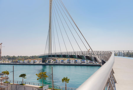 26 March 2023, Dubai, UAE: Tolerance Bridge is first and only clear span suspension bridge in Middle East. Named in honor of International Day of Toleranceのeditorial素材