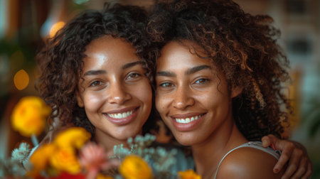 Mother's Day. A sense of shared joy and togetherness prevails as families create cherished memories, engage in meaningful conversations, and shower their mothers with love and affection.の素材