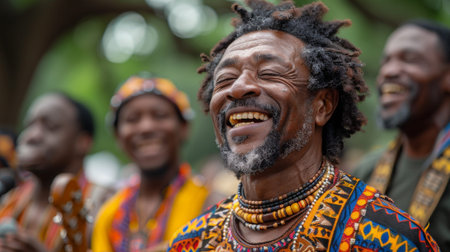 Juneteenth. The air is filled with the sounds of lively music, aroma of traditional African American cuisine, and laughter and camaraderie of people coming together to celebrate their shared history.の素材