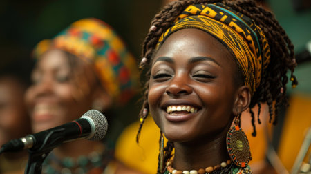 Juneteenth. Artists, musicians, and performers express their creativity through music, dance, and visual arts, showing rich cultural heritage and artistic expressions of African Americans.の素材