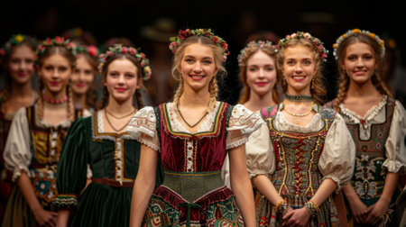 Oktoberfest in Germany. fashion collection of traditional Bavarian costume inspired by the colors, intricate patterns, and cultural symbolism of Oktoberfest.の素材