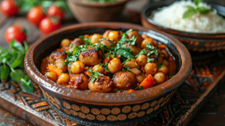 Timkadin Festival (Morocco). Local Cuisine: Delectable Berber cuisine, including tagines, couscous, and mint tea, tantalize taste buds and provide a taste of authentic Berber flavors.の素材