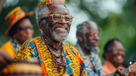 Juneteenth. The air is filled with the sounds of lively music, aroma of traditional African American cuisine, and laughter and camaraderie of people coming together to celebrate their shared history.の素材