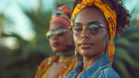 Juneteenth. Black power , black history month concept. independent woman in sunglassesの素材