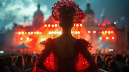 Krakow Live Festival (Poland). woman in fashion collection inspired by elegance, sophistication, and cultural richness of the event.の素材