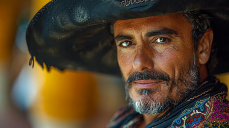 man in festival Tablao Cordoba in Seville, Spain.の素材