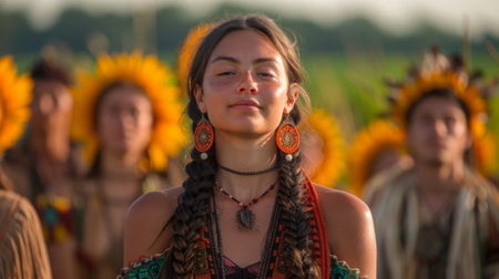 Summer solstice. People of different cultures participate in traditional ceremonies and rituals, honoring their ancestors' connection to the sun and the cycles of nature.の素材