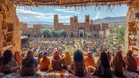 Timkadin Festival (Morocco). enduring spirit of Berber culture, its connection to the land, and the joyful celebration of the Timkadin Festival.の素材