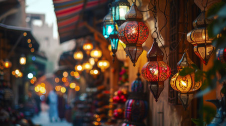 arabic street details, the old city in the style of Arabic architecture.の素材