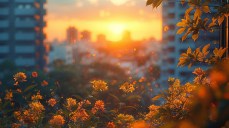 view from the window of Japan. Soft backlight. cozy and warm apartment view from window of downtown city and lamp inside of typical small apartment building roomの素材