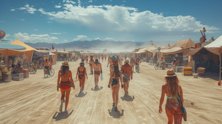 Burning Man Festival .sights, sounds, and transformative atmosphere of the Burning Man Festival.の素材