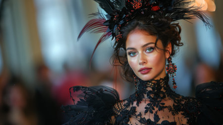 Krakow Live Festival (Poland). woman in fashion collection inspired by elegance, sophistication, and cultural richness of the event.の素材