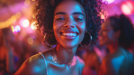 Friendship Day, a worldwide celebration of human connection. Two friends dancing the night away at a party, their shared love of music and fun bringing them closer.の素材