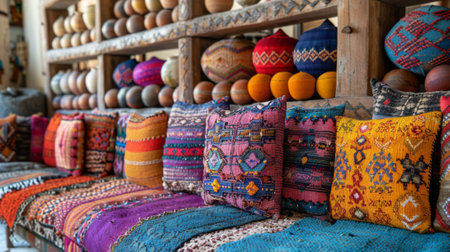 Timkadin Festival (Morocco). home decor items inspired by the vibrant colors, intricate patterns, and traditional motifs of Berber craftsmanship, as seen at the Timkadin Festival.の素材