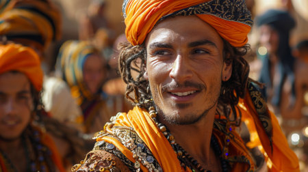 Timkadin Festival (Morocco). man dance traditional Berber dance performance, highlighting the costumes, steps, and cultural significance.の素材