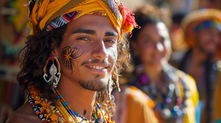 Timkadin Festival (Morocco). young traveler who stumbled upon the Timkadin Festival and is captivated by vibrant energy, cultural richness, and warm hospitality of the Berber people.の素材