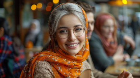 Friendship Day. A group of friends from different countries and cultures gathered around a table, sharing stories and laughter, their diverse backgrounds forming a tapestry of friendship.の素材