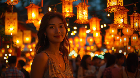 Chinese Lantern Festival. Community Members: The festival fosters a strong sense of community, bringing people together to celebrate shared traditions and cultural values.の素材