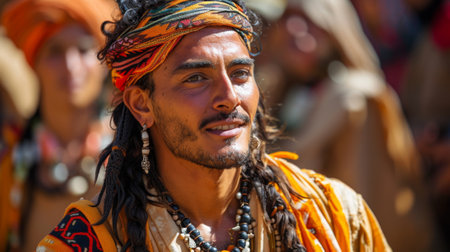 Timkadin Festival (Morocco). man dance traditional Berber dance performance, highlighting the costumes, steps, and cultural significance.の素材