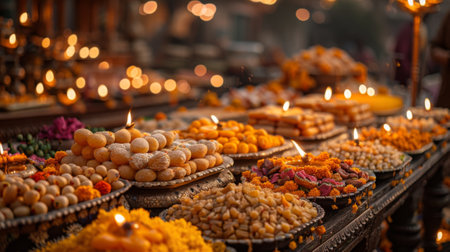 Diwali Festival in India. Gift Exchange: The exchange of gifts, often sweets and dry fruits, symbolizes goodwill, prosperity, and the strengthening of bonds between loved ones.の素材