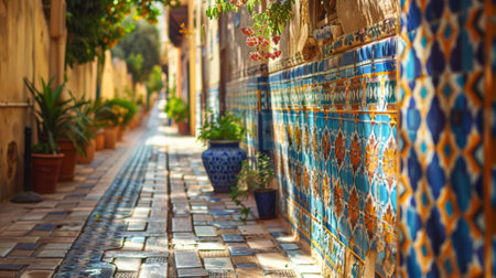 arabic street details , the old city in the style of Arabic architecture.の素材