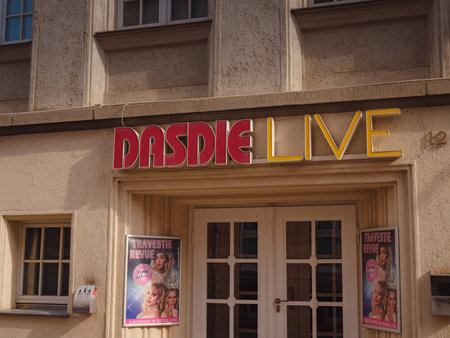 Erfurt, Germany - May 21, 2023: facades of buildings in city center, historical heritage.のeditorial素材