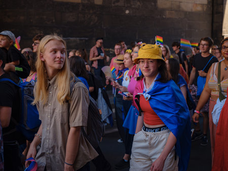 Prague, Czech Republic - August 12, 2023: Prague Pride Festival Parade. the beginning of the...