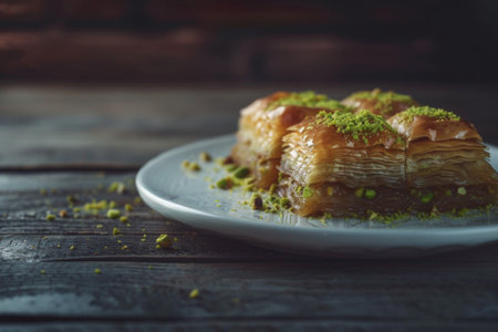 Turkish baklava, traditional oriental sweet. with nuts, honey, puff pastry - a must try in Istanbulの素材
