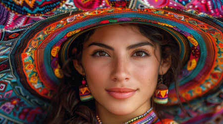 Hispanic Heritage Month , beautiful woman in traditional dressの素材