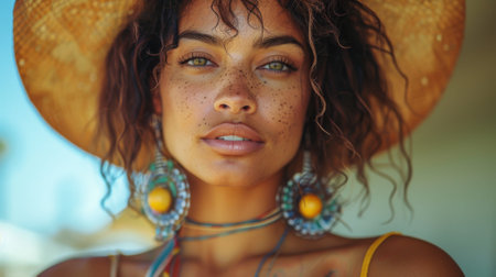 Coachella Festival. woman is discover the transformative power of music, fashion, and self-expression.の素材