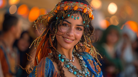 Timkadin Festival (Morocco). woman dance traditional Berber dance performance, highlighting the costumes, steps, and cultural significance.の素材