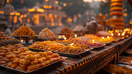Diwali Festival in India. Gift Exchange: The exchange of gifts, often sweets and dry fruits, symbolizes goodwill, prosperity, and the strengthening of bonds between loved ones.の素材