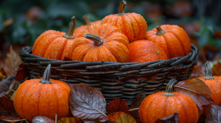 Thanksgiving and Harvest Festival. still life with pumpkins and other attributes of autumn, in crazy and bright fashion colors A high resolution photoの素材