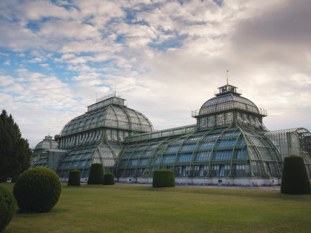 Travel to Vienna, Austria. a beautiful old greenhouse, an orangery in the park of the Schonbrunn Palace, founded in 1882,のeditorial素材