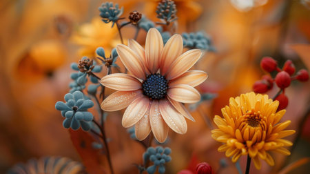 Autumn or fall season. wildflowers, each blossom crafted with precision, capturing the essence of untamed beauty.の素材