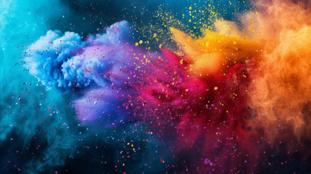 Splashes and streaks of different colors. Holi celebration. Happy Holi, Concept Indian color festival.の素材