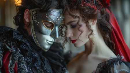 Venetian Carnival. masked stranger who falls in love with another reveler during the carnival, only to discover their true identity at the stroke of midnight.の素材