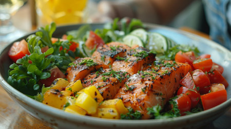 Healthy Lifestyle. Harvard Healthy Eating Plate. person enjoying a delicious and visually appealing meal composed according to the Harvard Healthy Eating Plate guidelines.の素材