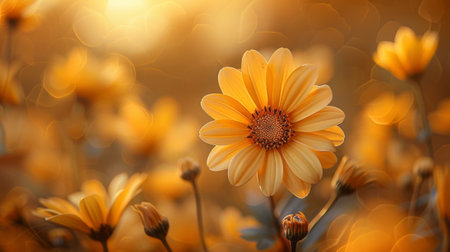 Autumn or fall season. wildflowers, each blossom crafted with precision, capturing the essence of untamed beauty. mystical and romantic atmosphereの素材