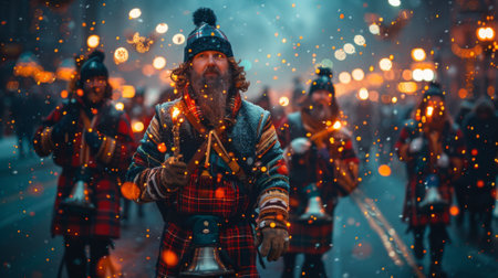 Scottish Hogmanay Festival. Describe the process of planning and preparing for a Hogmanay celebration, from organizing outfits to securing tickets for events.の素材