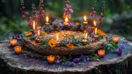 Summer solstice. traditional summer solstice celebration from a specific culture, highlighting the rituals, symbols, and beliefs associated with the event.の素材