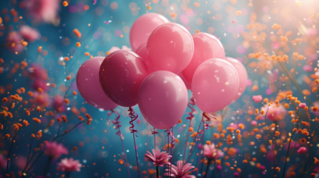 Happy birthday wallpaper with copy space, celebration backdrop. The Colorful Extravaganzaの素材