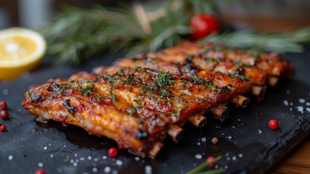 Winter season. Winter barbecue spare ribsの素材