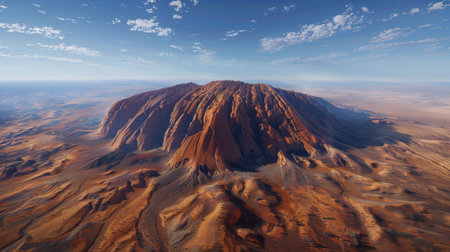Indigenous Peoples' Day. Uluru or Ayers Rock in Australia, majestic sandstone monolith rising from desert plains, symbolizing the deep connection between Indigenous Australians and the natural world.の素材
