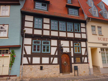 Erfurt, Germany - May 21, 2023: old houses in city center, historical heritage.のeditorial素材